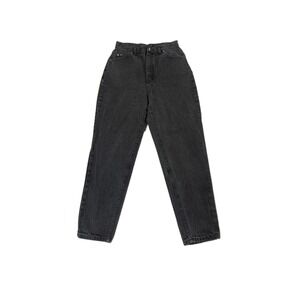 VTG Lee Black Denim Black Jeans Women's High Rise‎ Mom Jeans Made in USA 14 Med